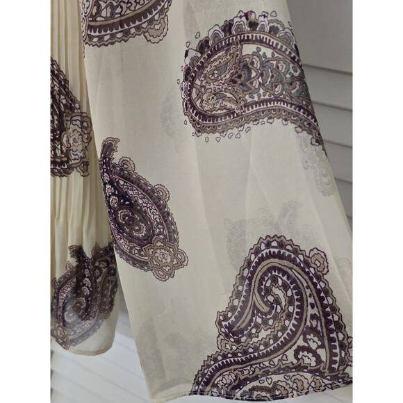 Chicos Pleated Paisley Cowl Neck Top Blouse Woven Pattern Ecru 0 ( US 4/6 S) - Picture 5 of 7